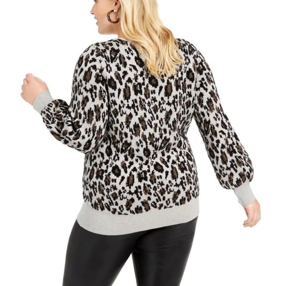 Alfani Scoop Neck Animal Print Metallic Detail Sweater NWT Sz 3X - Picture 6 of 13